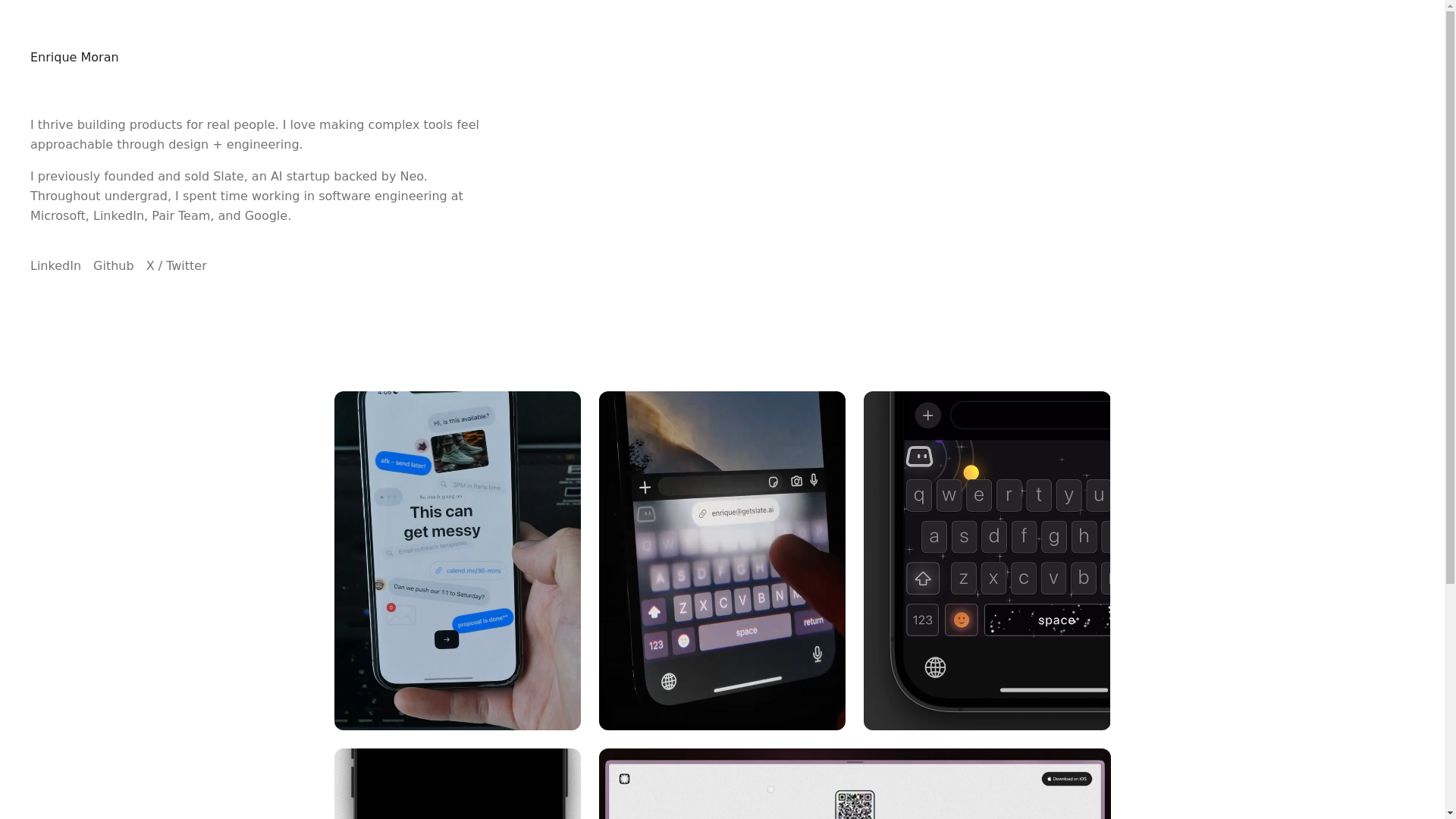website screenshot of https://enriquemoran.xyz/