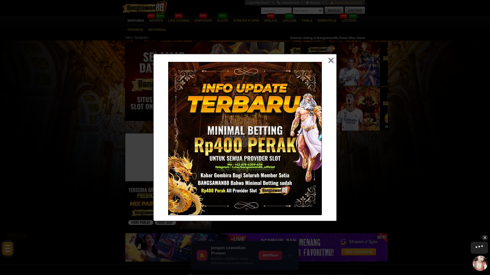 website screenshot of https://bangsawan88ceria.com/