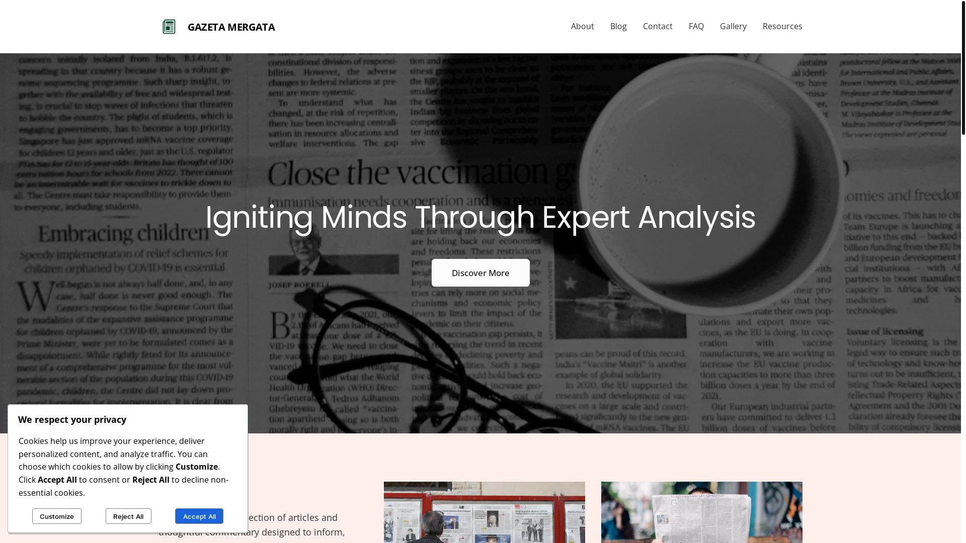 website screenshot of https://gazetamergata.press/