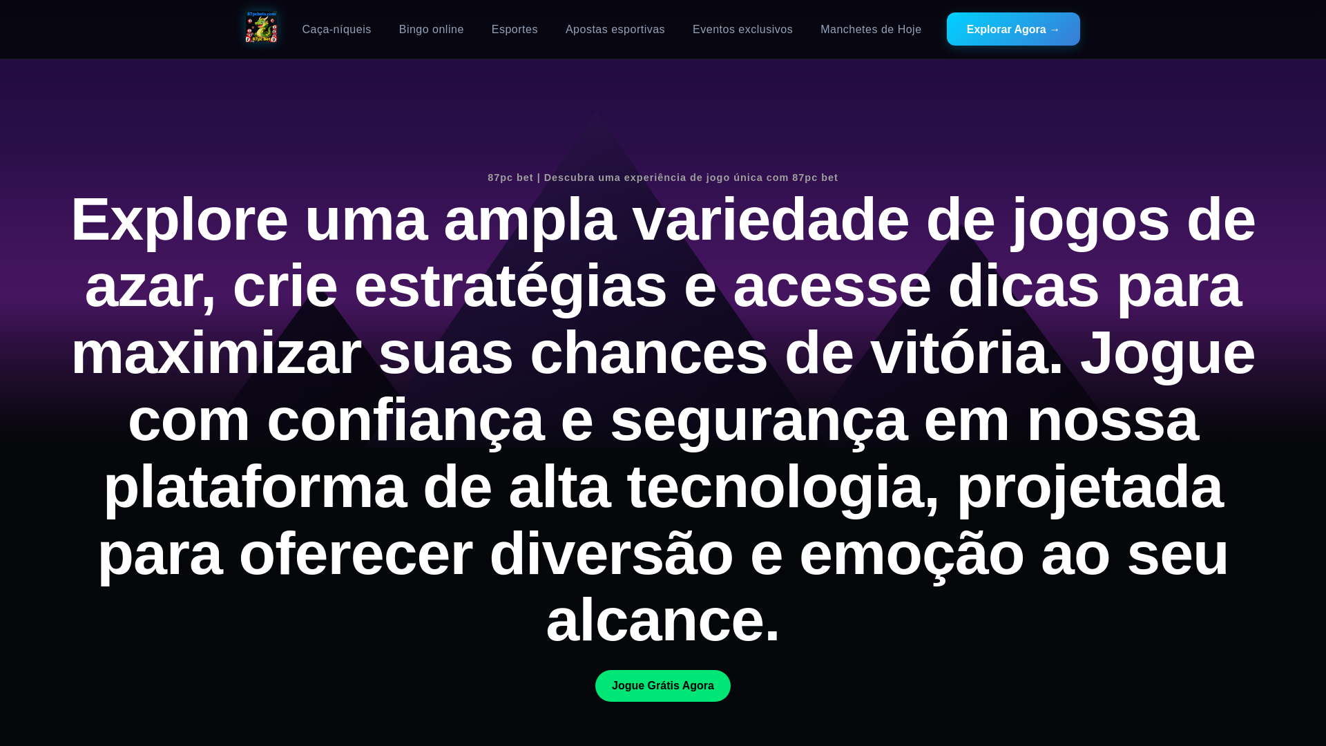 website screenshot of https://87pcbets.com/