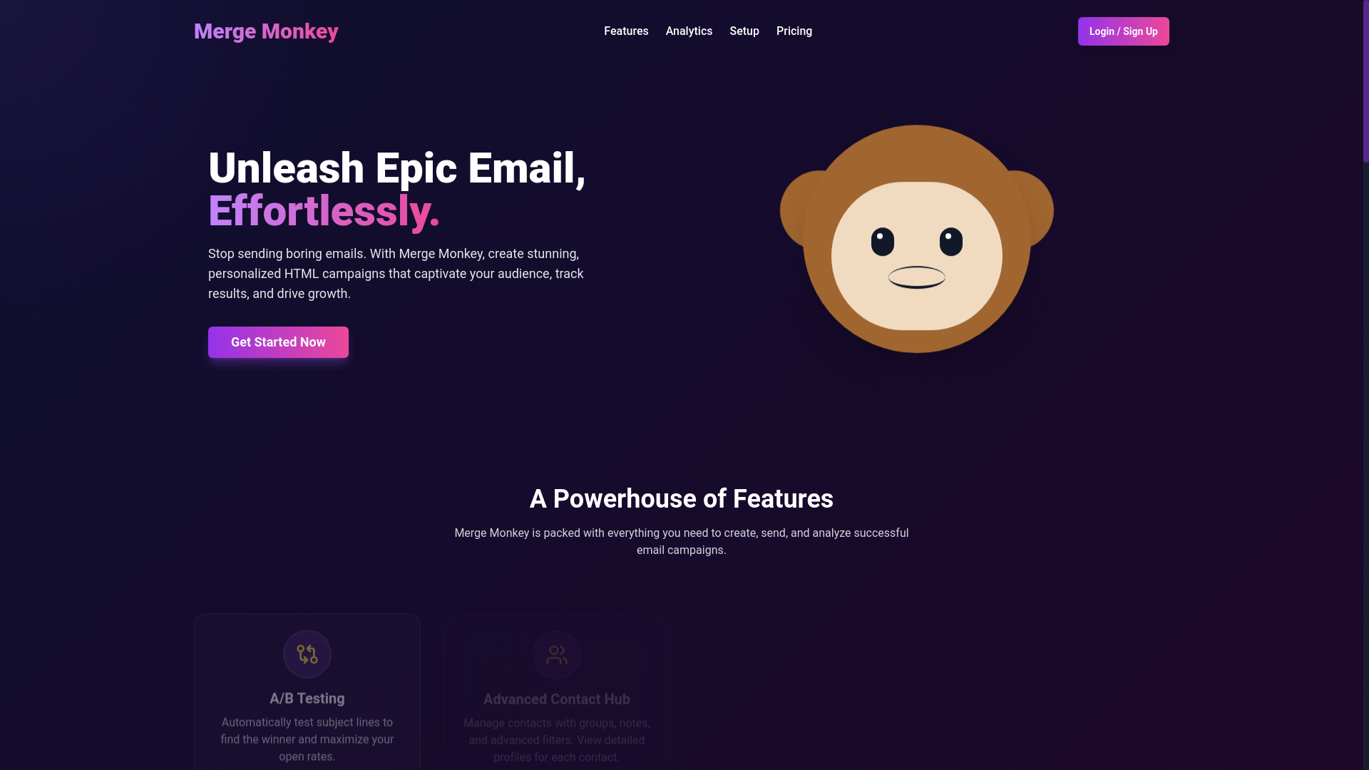 website screenshot of https://mergemonkey.tech/