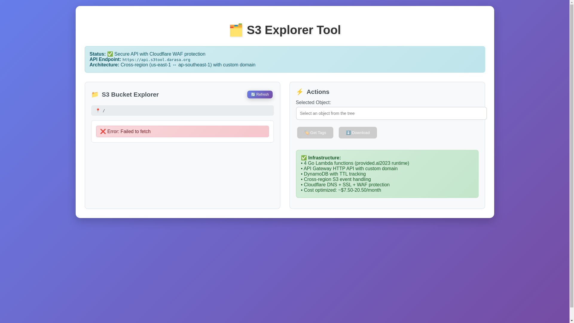 website screenshot of https://s3-explorer-tool.pages.dev/