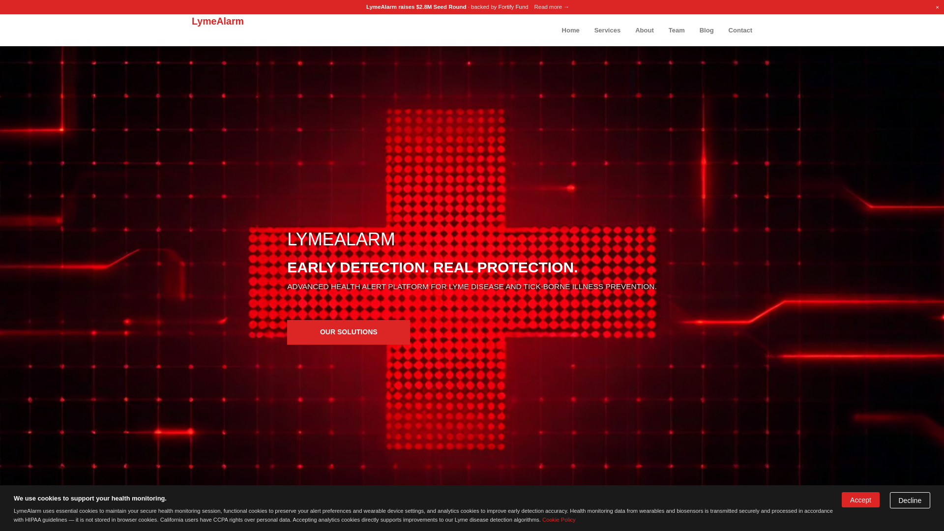 website screenshot of https://lymealarm.com/