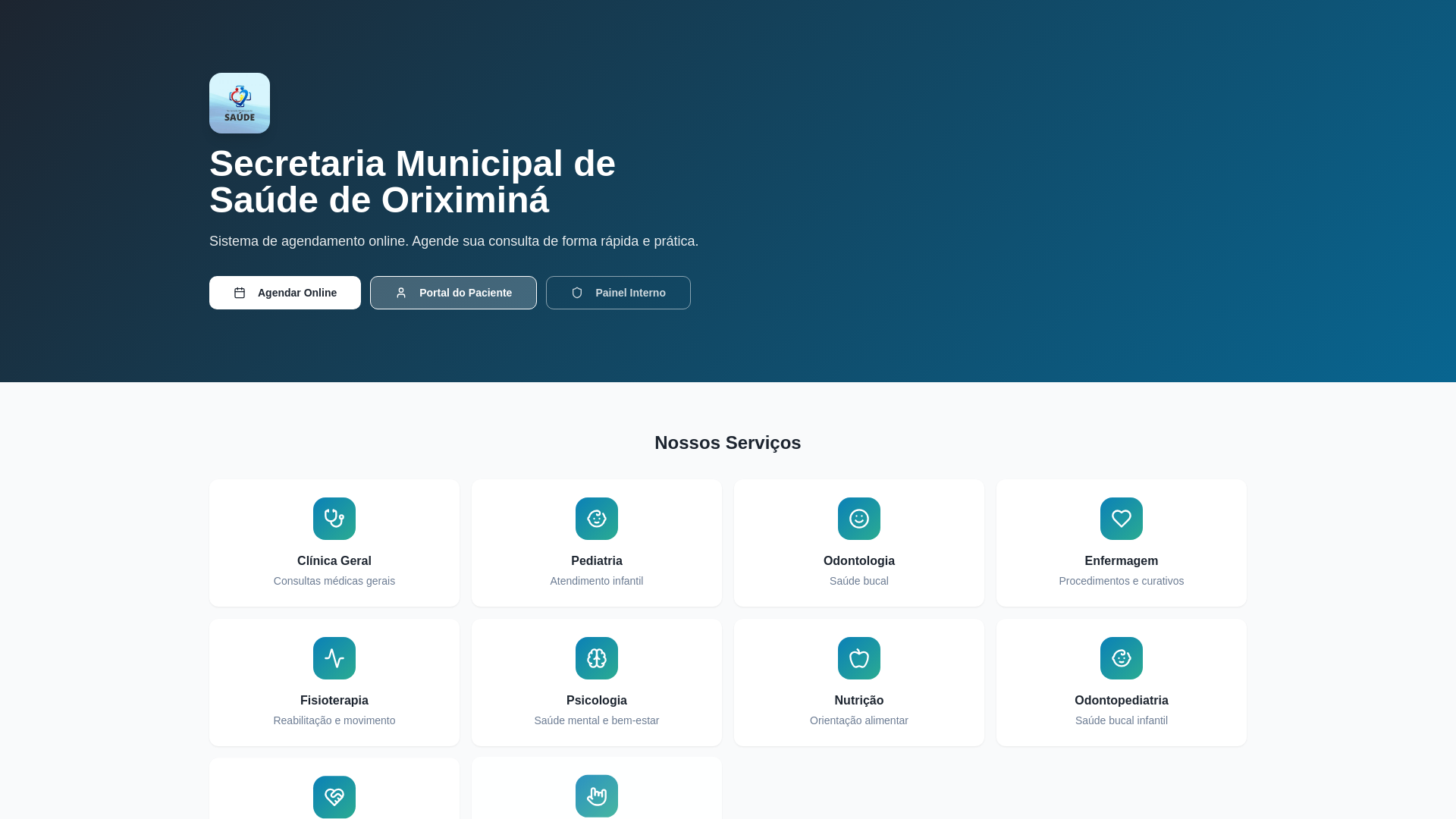 website screenshot of https://agendamento-saude-sms-oriximina.site/
