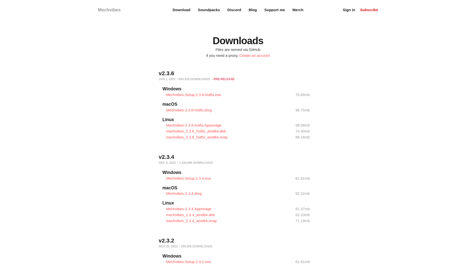 website screenshot of https://beta.mechvibes.com/download/?utm_source=chatgpt.com