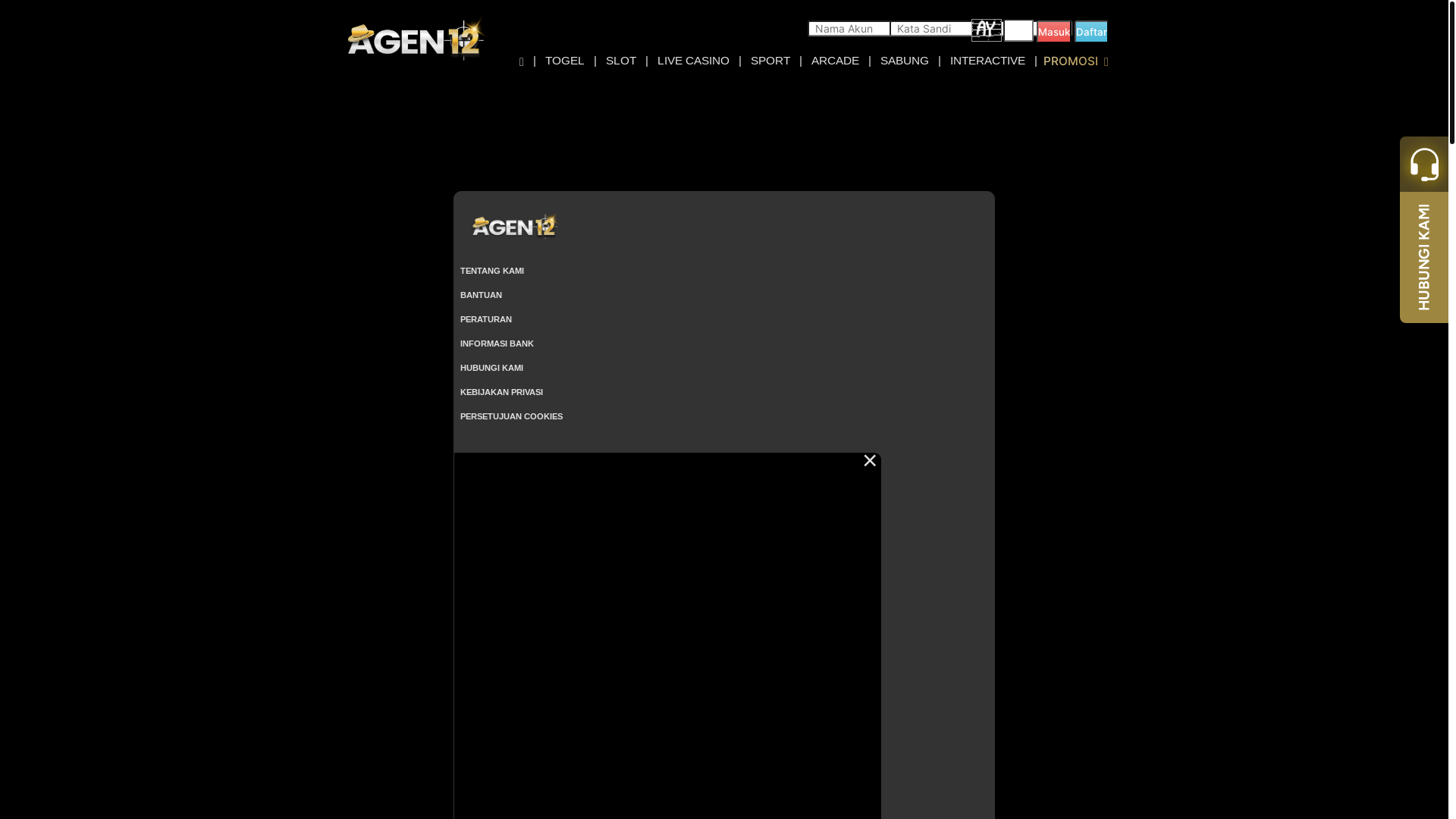 website screenshot of https://agen12-m.com/