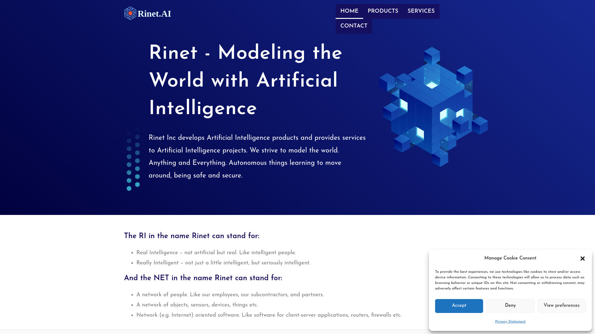 website screenshot of https://rinet.ai/