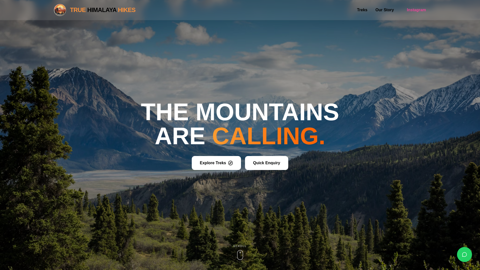 website screenshot of https://truehimalayahikes.com