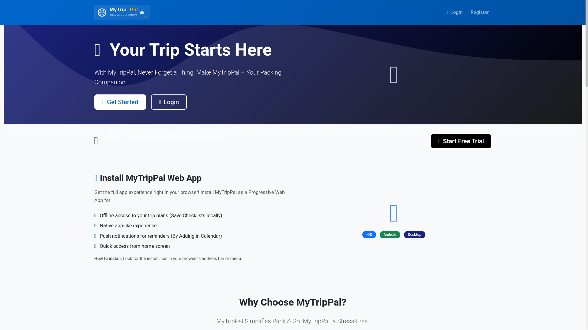 website screenshot of https://mytrippalapp.co.uk/