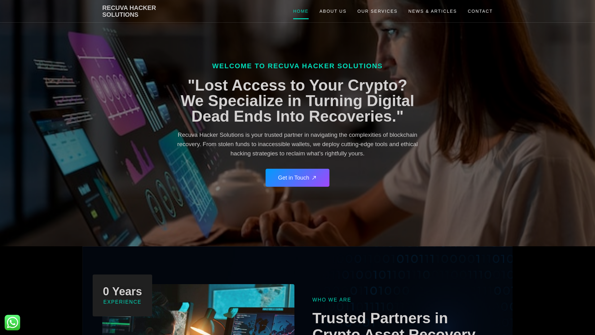 website screenshot of https://recuvahackersolutions.com/