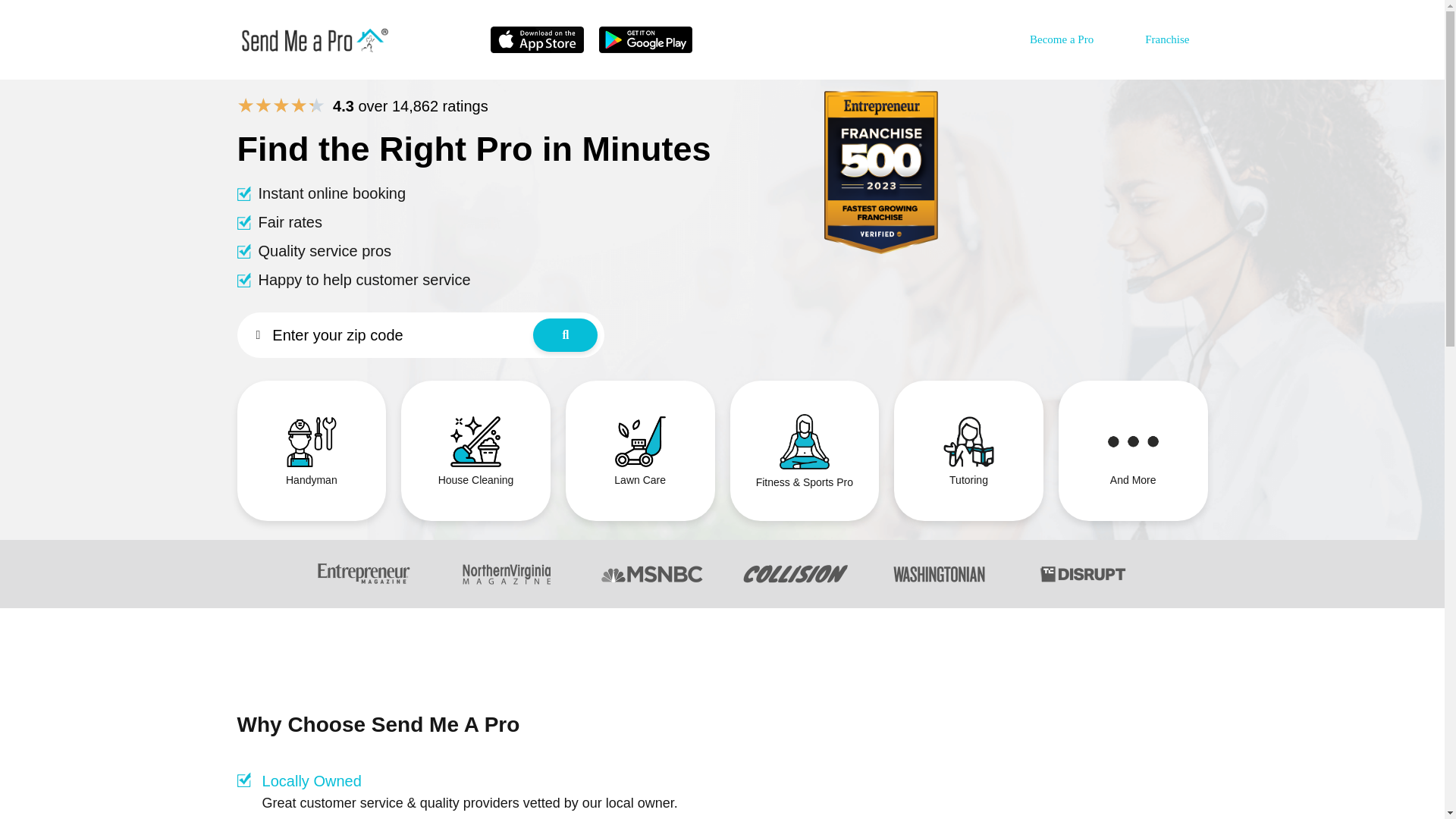 website screenshot of https://sendmeapro-norcal.com/