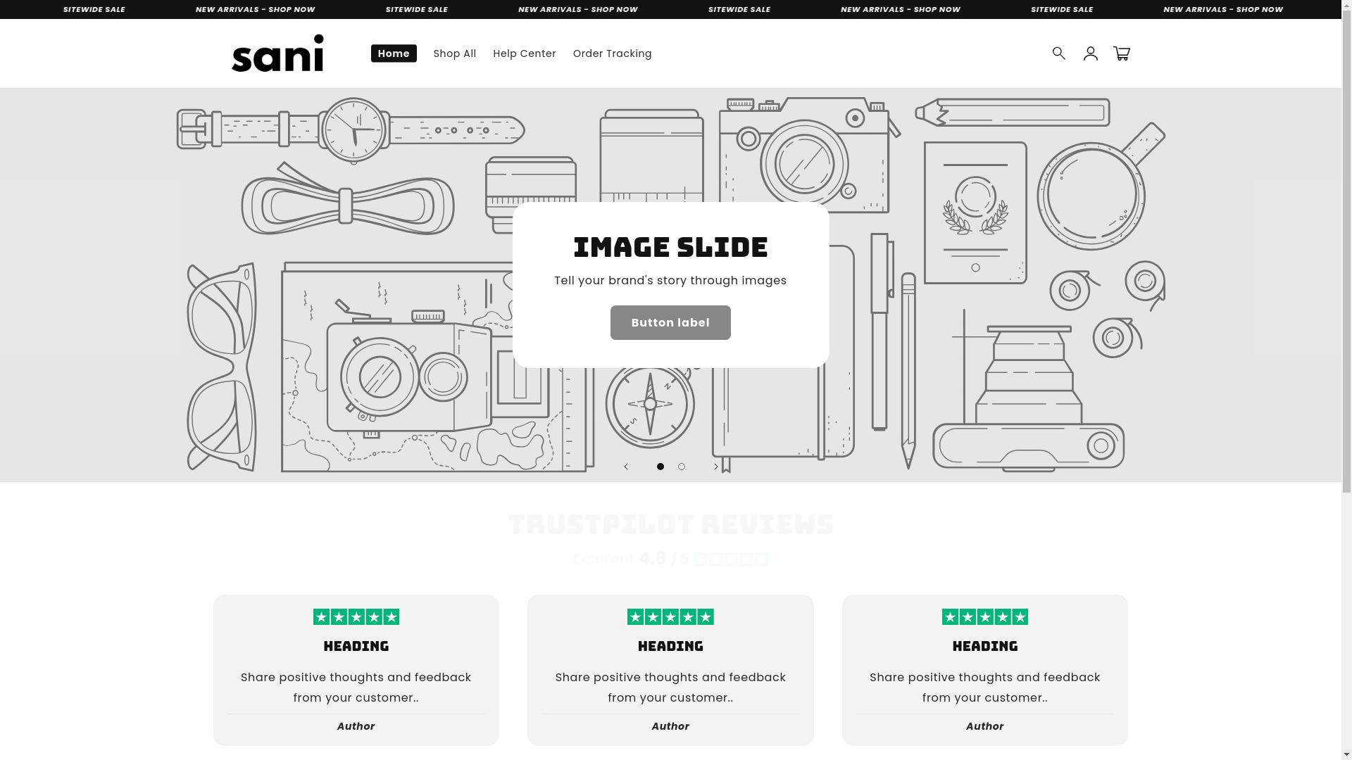 website screenshot of https://wasani.store/