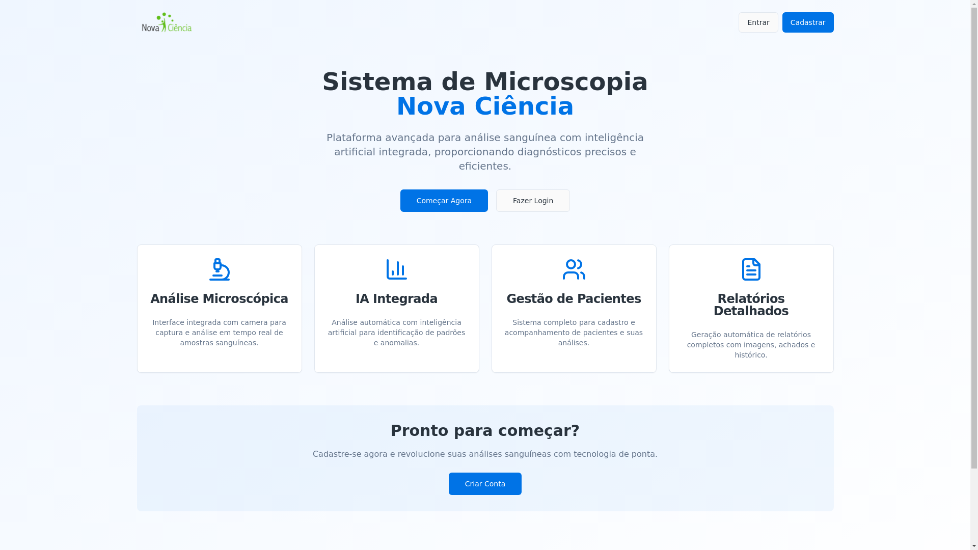 website screenshot of https://novacienciamicroscopia.app/