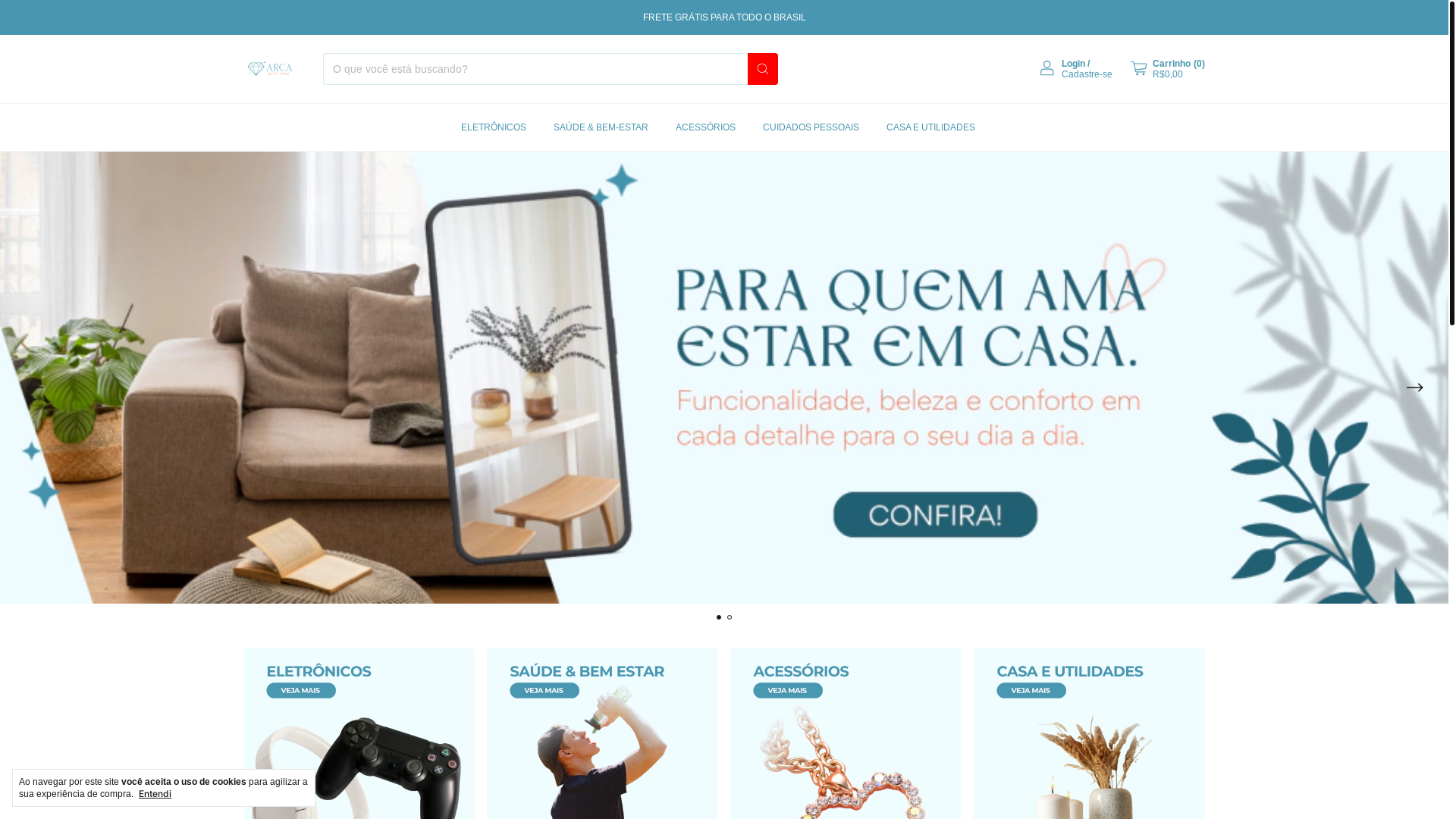 website screenshot of https://arcaprintshop.com.br/