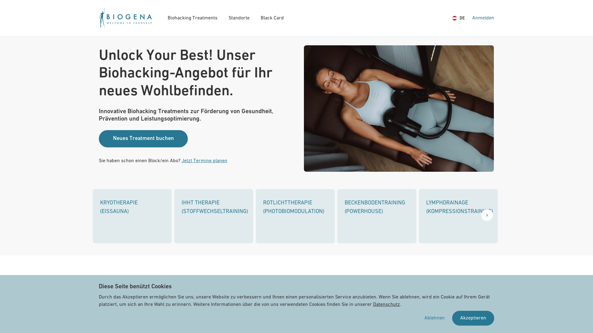 website screenshot of https://biogena-biohacking-stage.pages.dev/