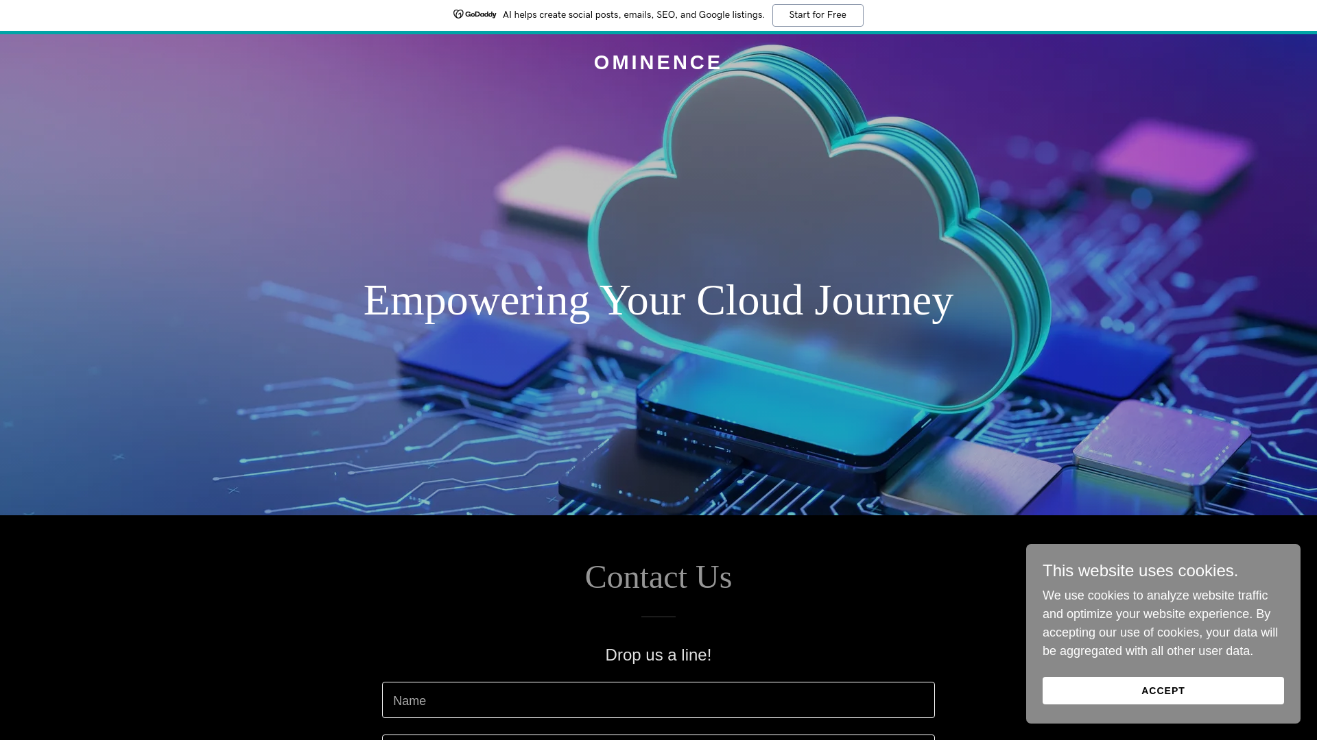 website screenshot of https://ominence.cloud/