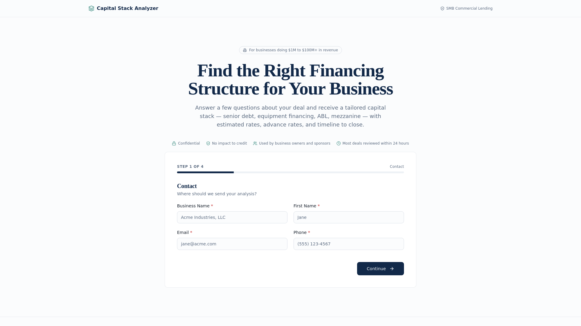 website screenshot of https://capitalstackiq.com/