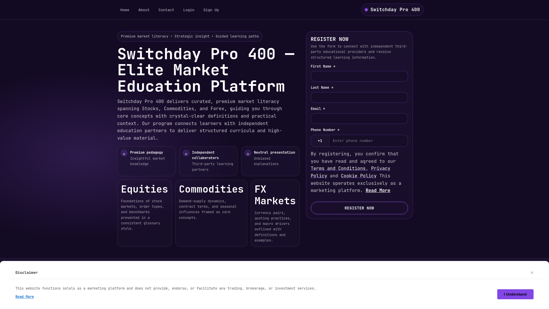 website screenshot of https://switchdaypro400.shop/