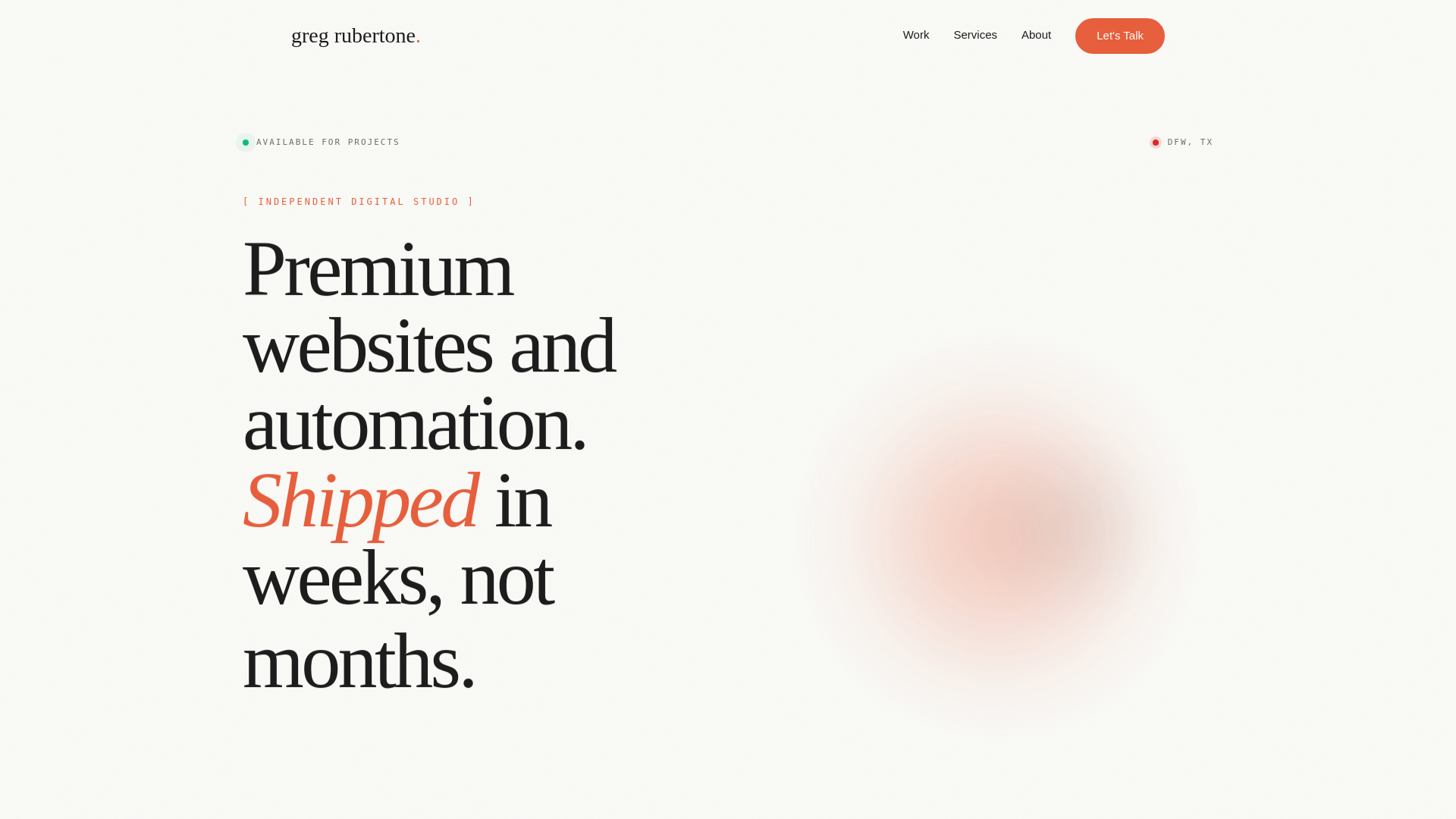 website screenshot of https://gregrubertone.com/