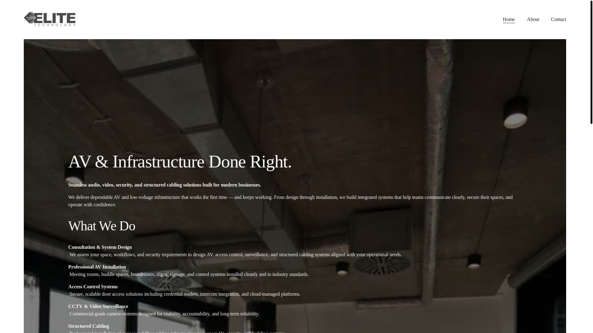 website screenshot of https://elitetechct.com/
