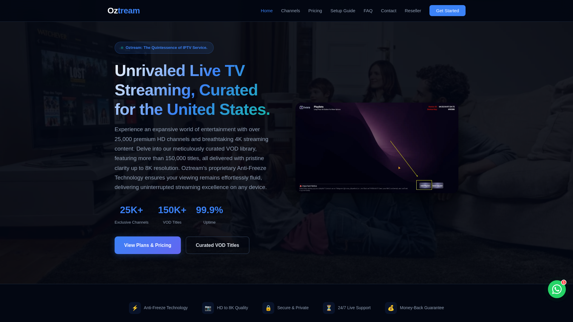 website screenshot of https://oztream.com/