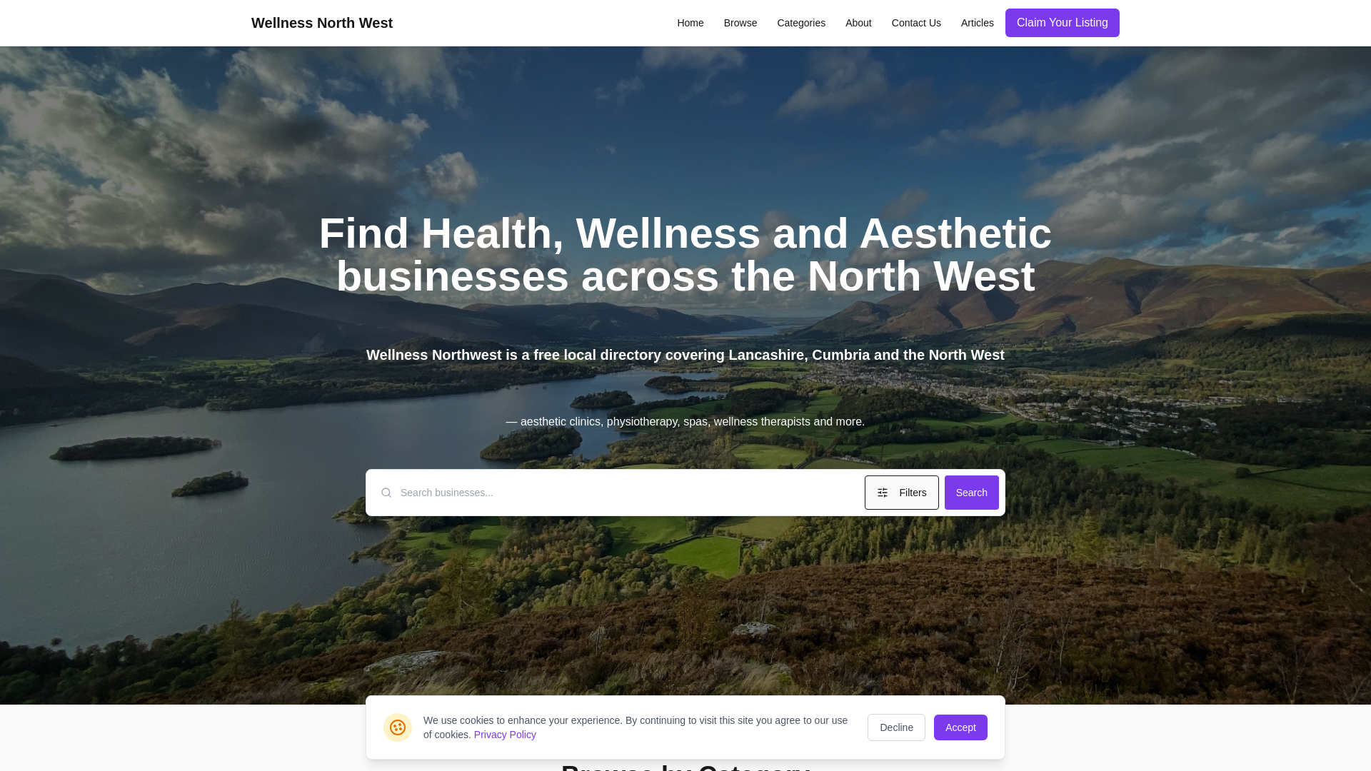 website screenshot of https://wellnessnorthwest.co.uk