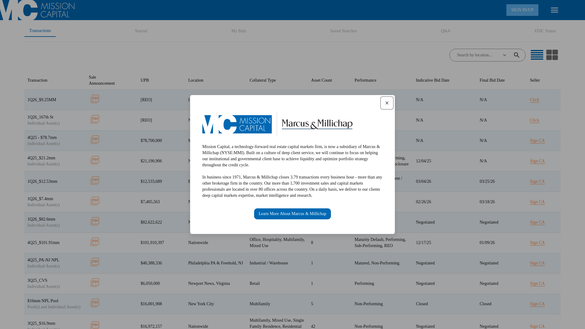 website screenshot of https://market.missioncap.com/