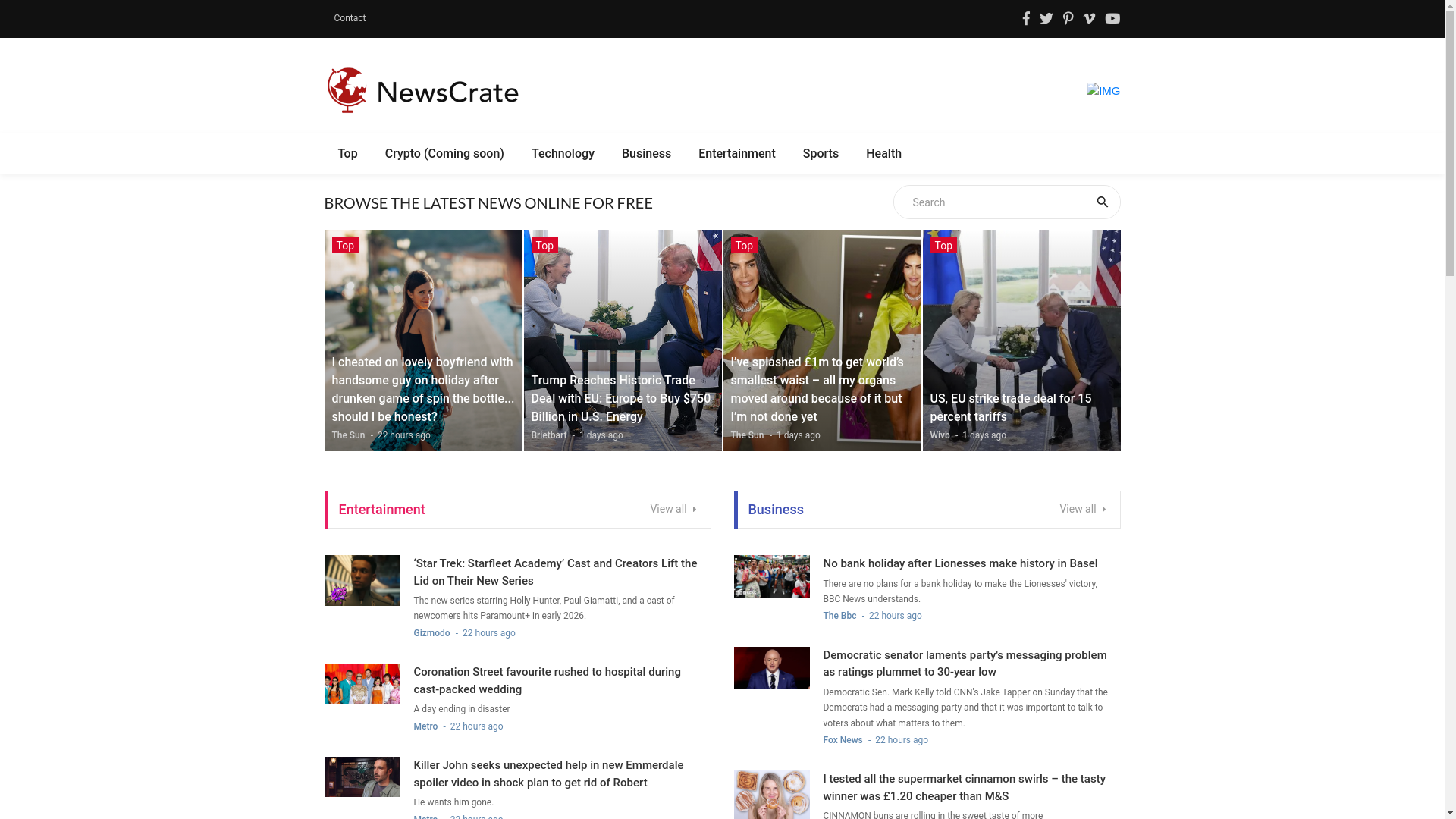 website screenshot of https://newscrate.net/