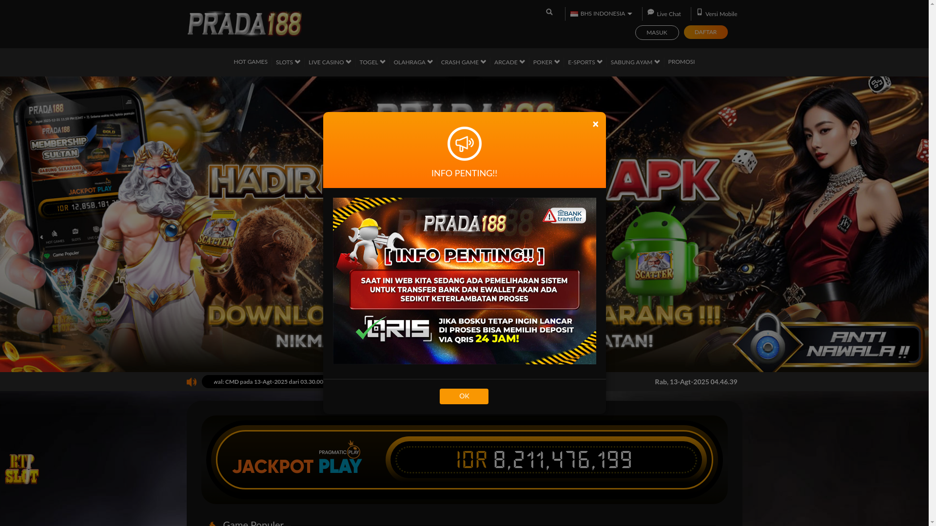 website screenshot of https://prada188semangat.click/