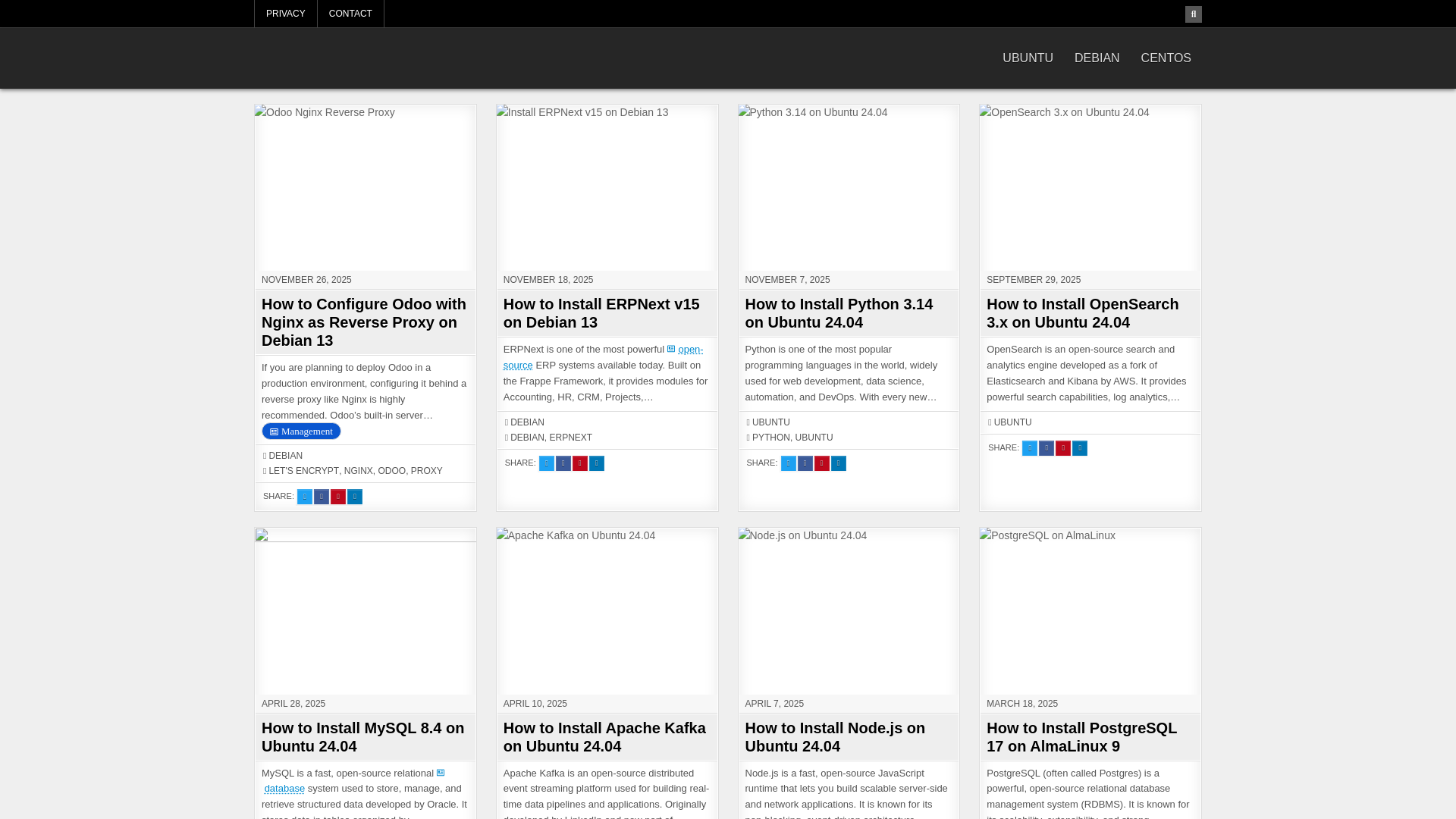 website screenshot of https://www.linuxtuto.com/
