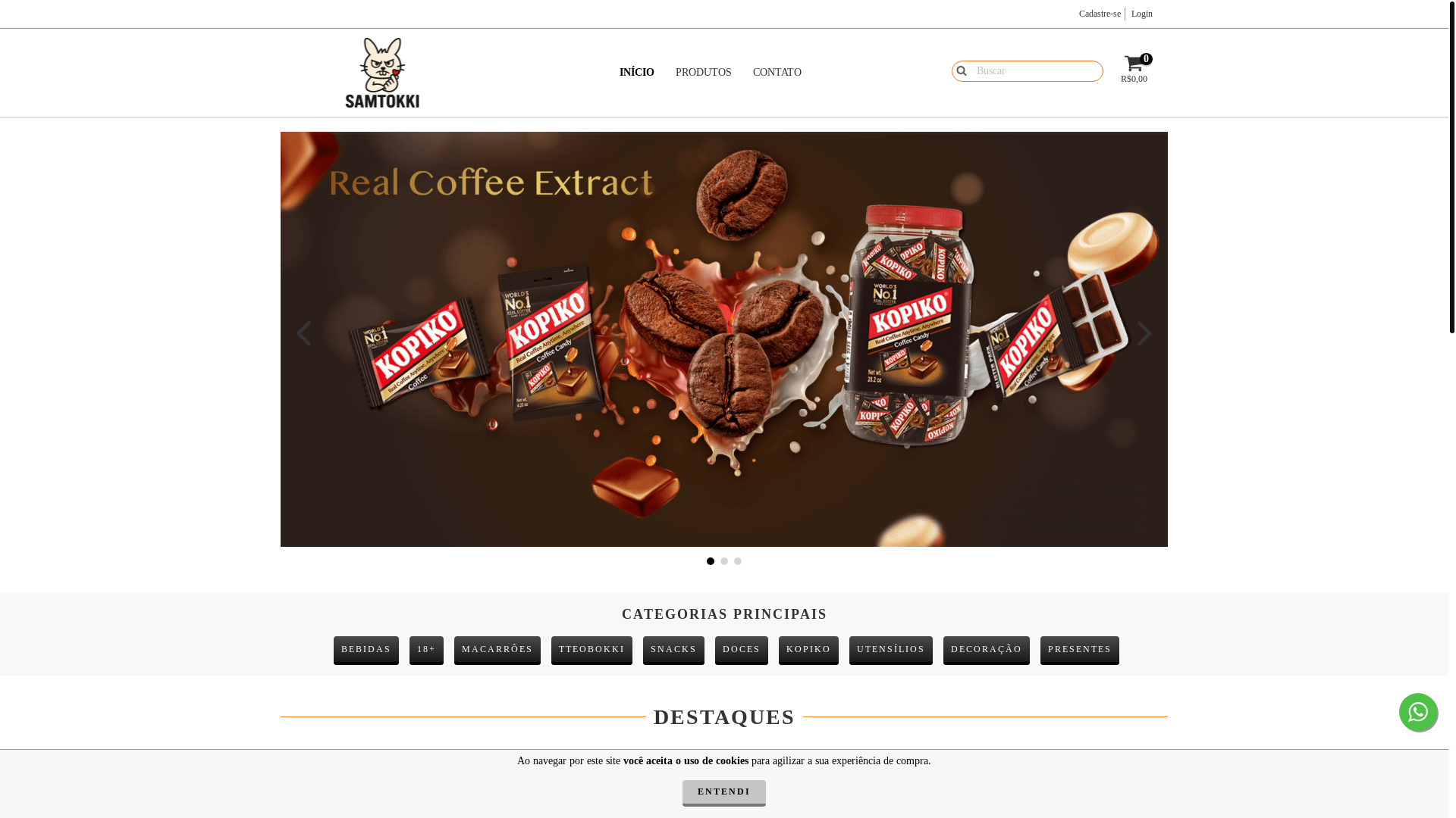 website screenshot of https://samtokki.com.br/