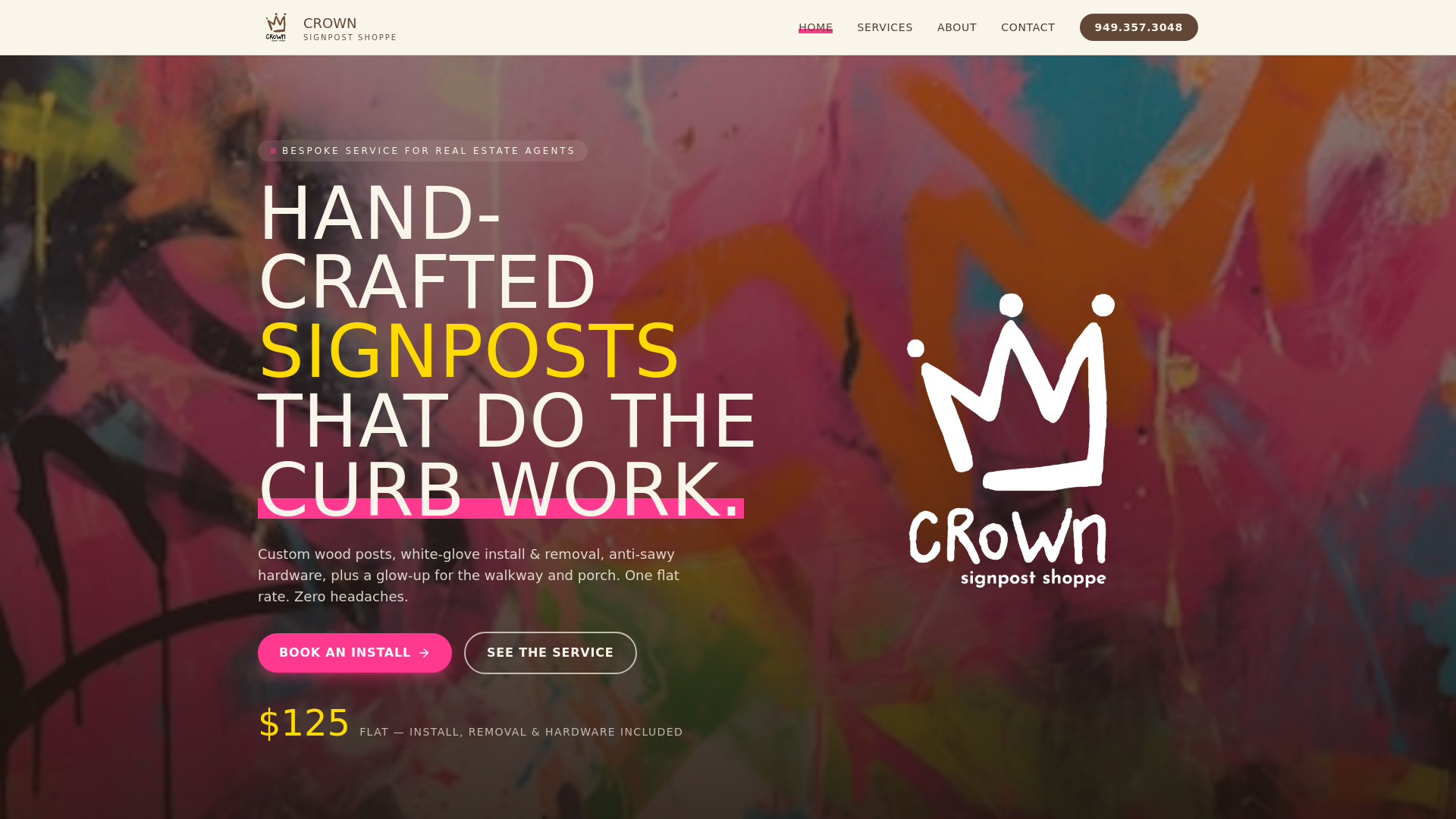 website screenshot of https://crownsignpostshoppe.com/