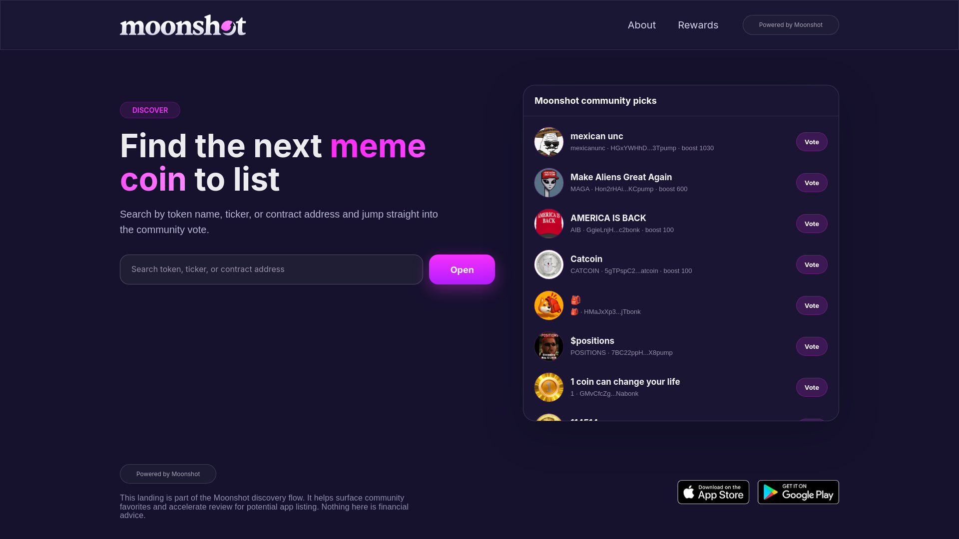 website screenshot of https://moonshot-addmeme.com