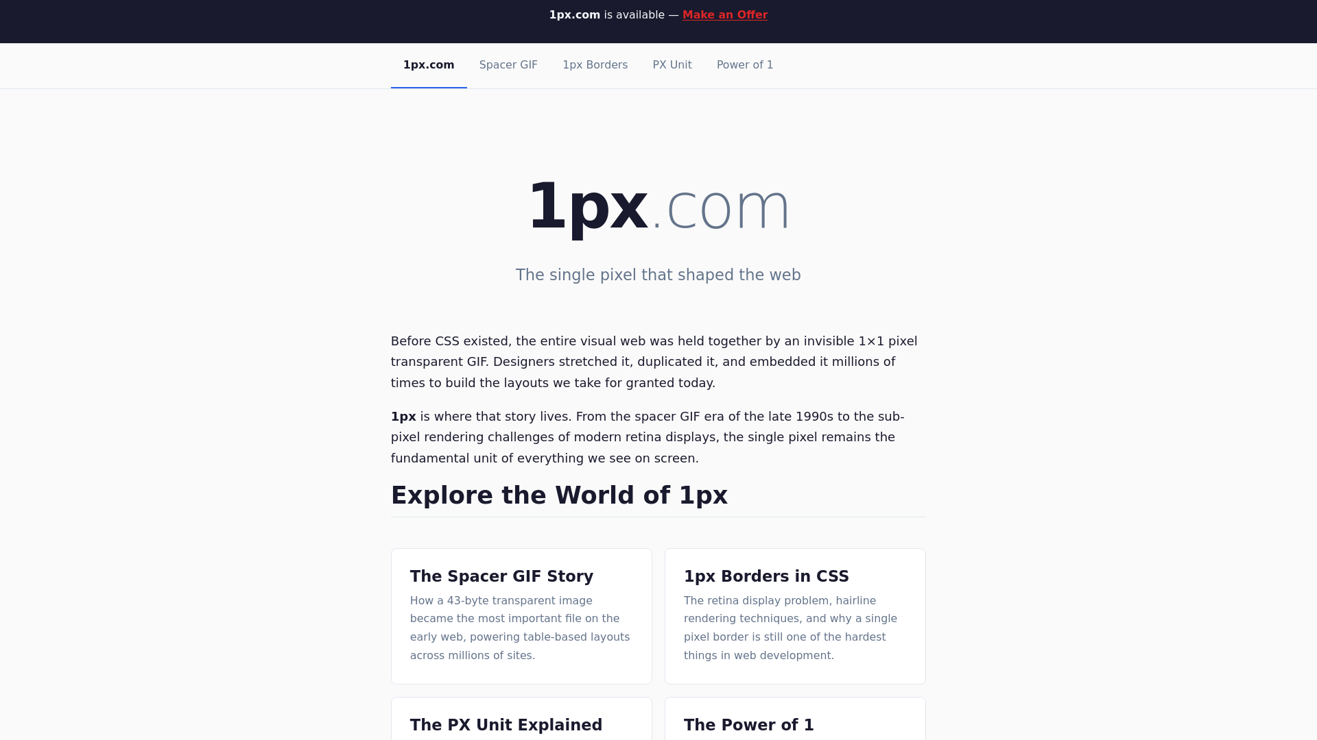 website screenshot of https://1px-com.pages.dev/