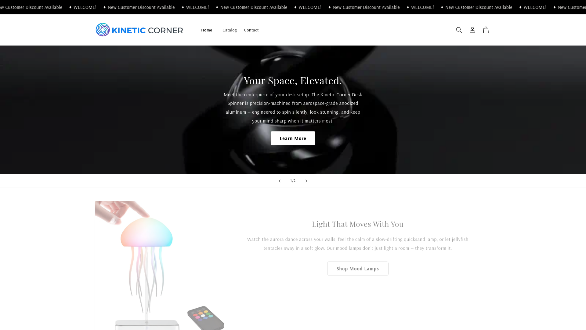 website screenshot of https://shopkineticcorner.com/