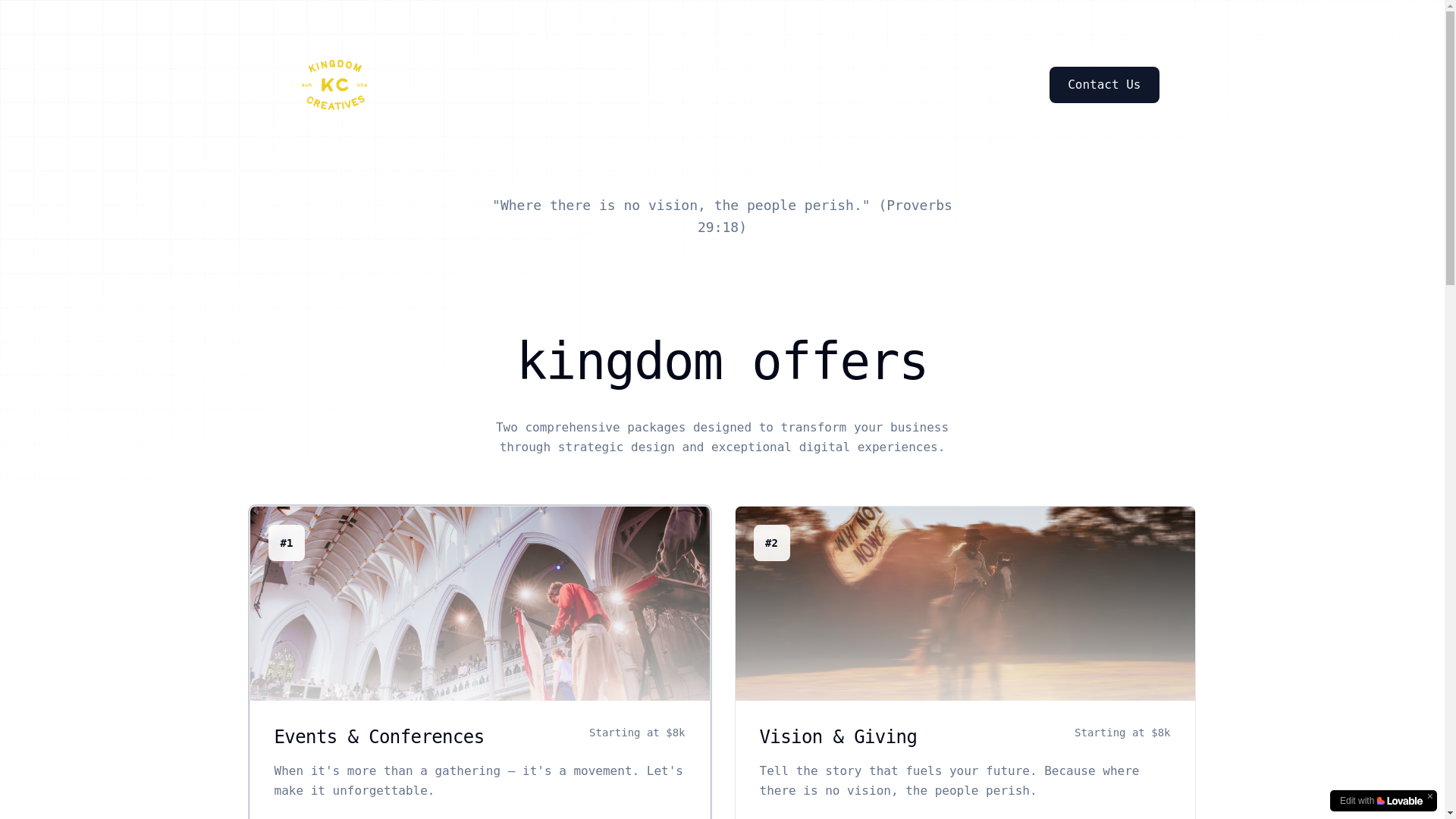 website screenshot of https://kingdomcreatives.studio/
