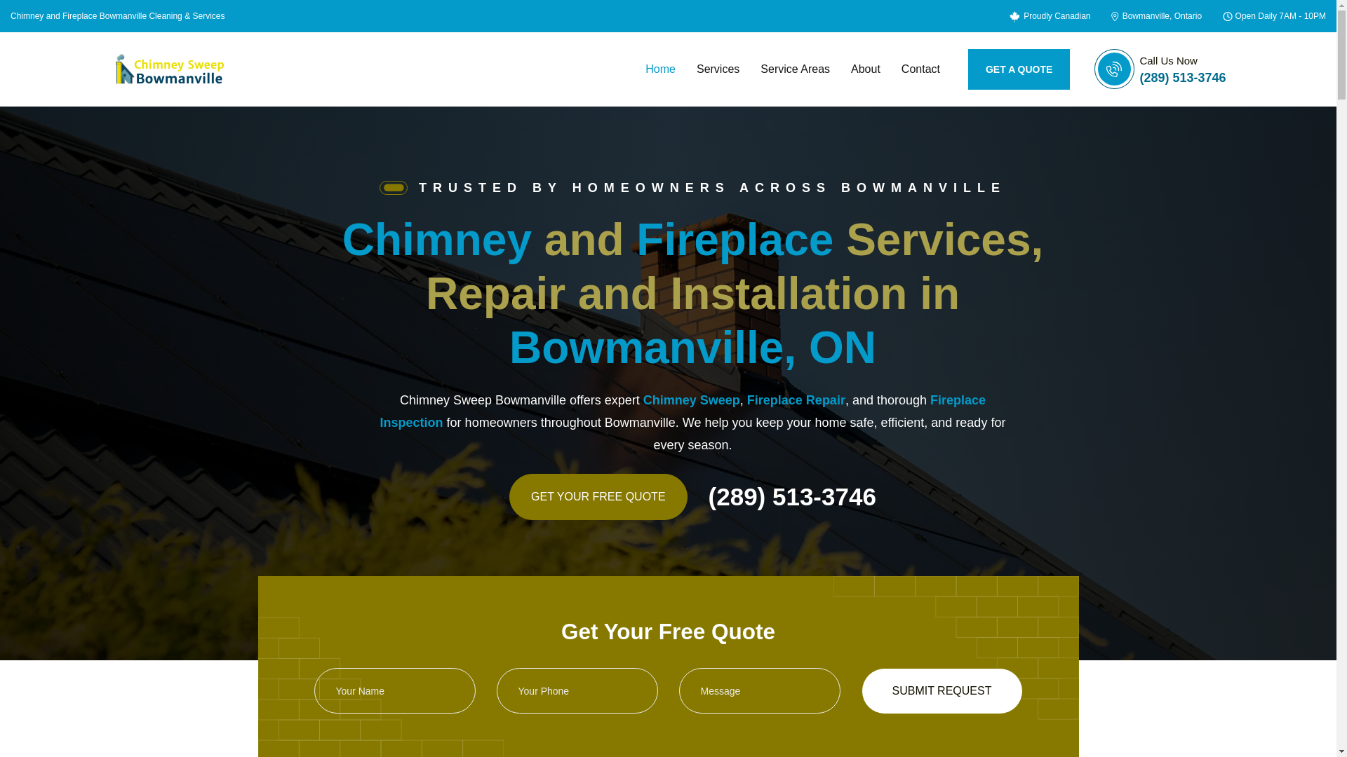 website screenshot of https://chimneysweepbowmanville.ca/