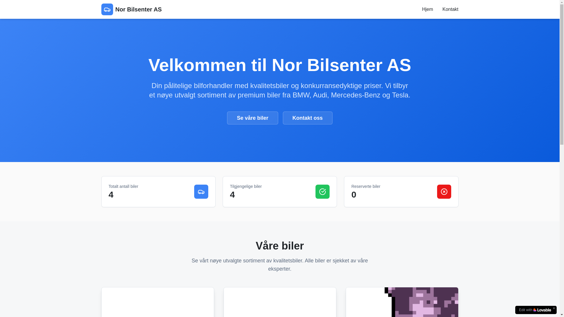 website screenshot of https://norbilsenter.no/