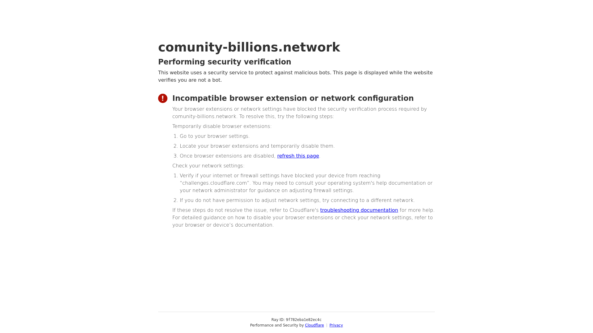 website screenshot of https://comunity-billions.network/