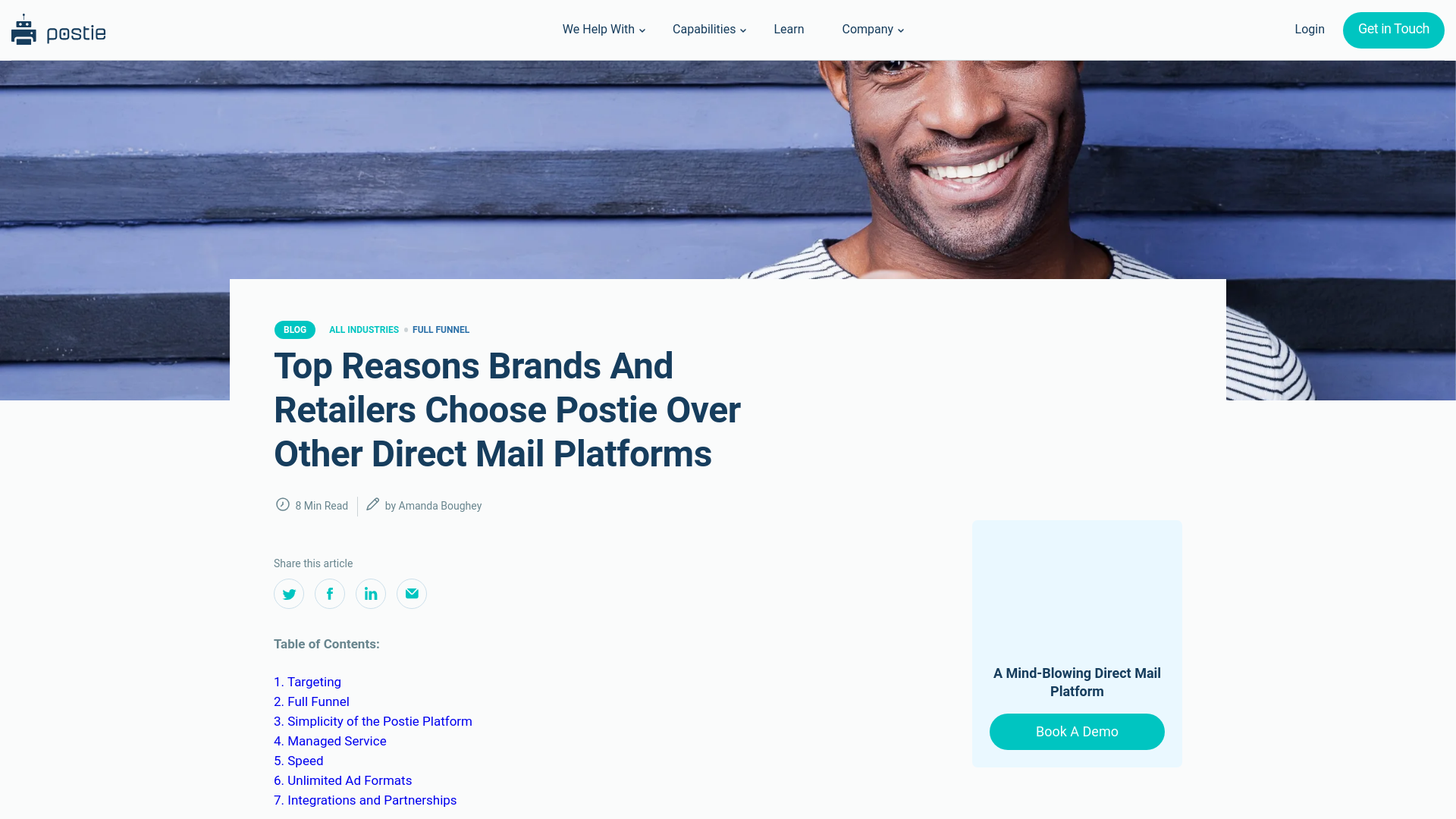 website screenshot of https://postie.com/blog/top-reasons-companies-choose-postie-over-other-direct-mail-partners/