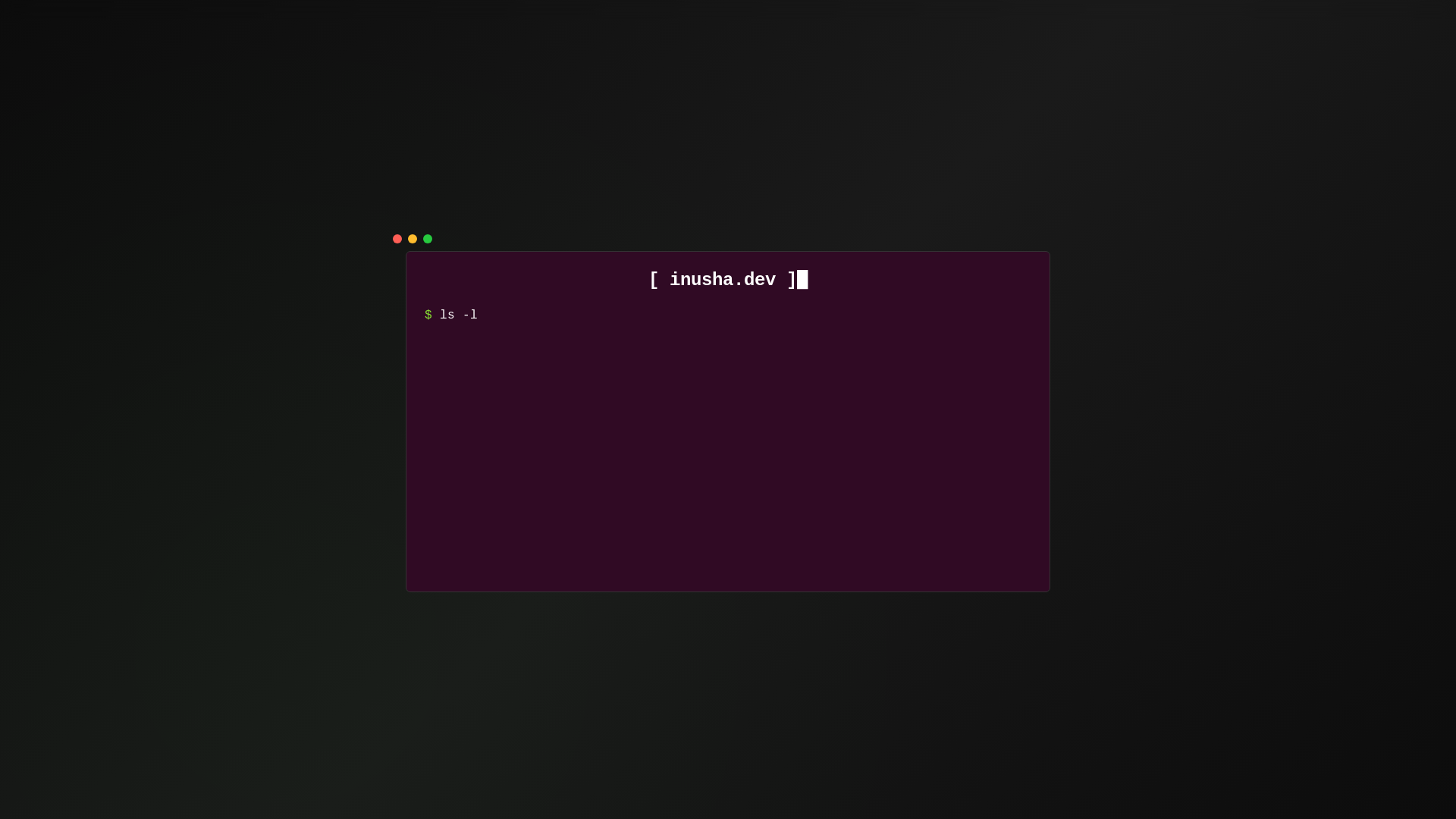 website screenshot of https://inusha.dev/