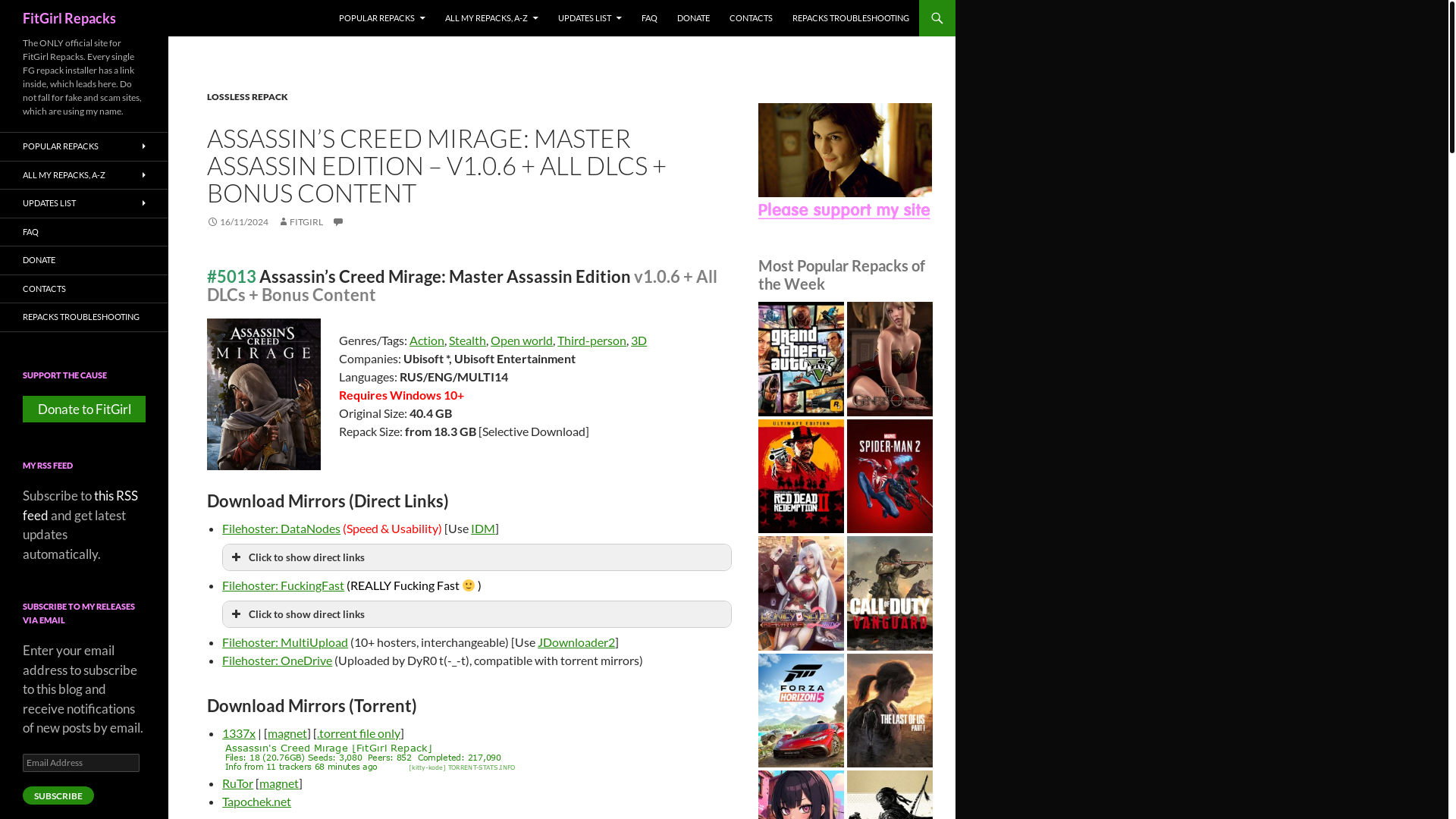 website screenshot of https://fitgirl-repacks.site/assassins-creed-mirage/