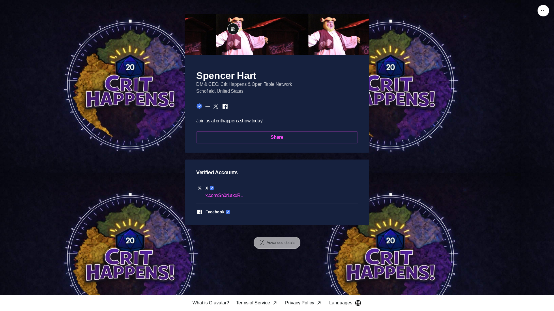 website screenshot of https://spencerhart.live/