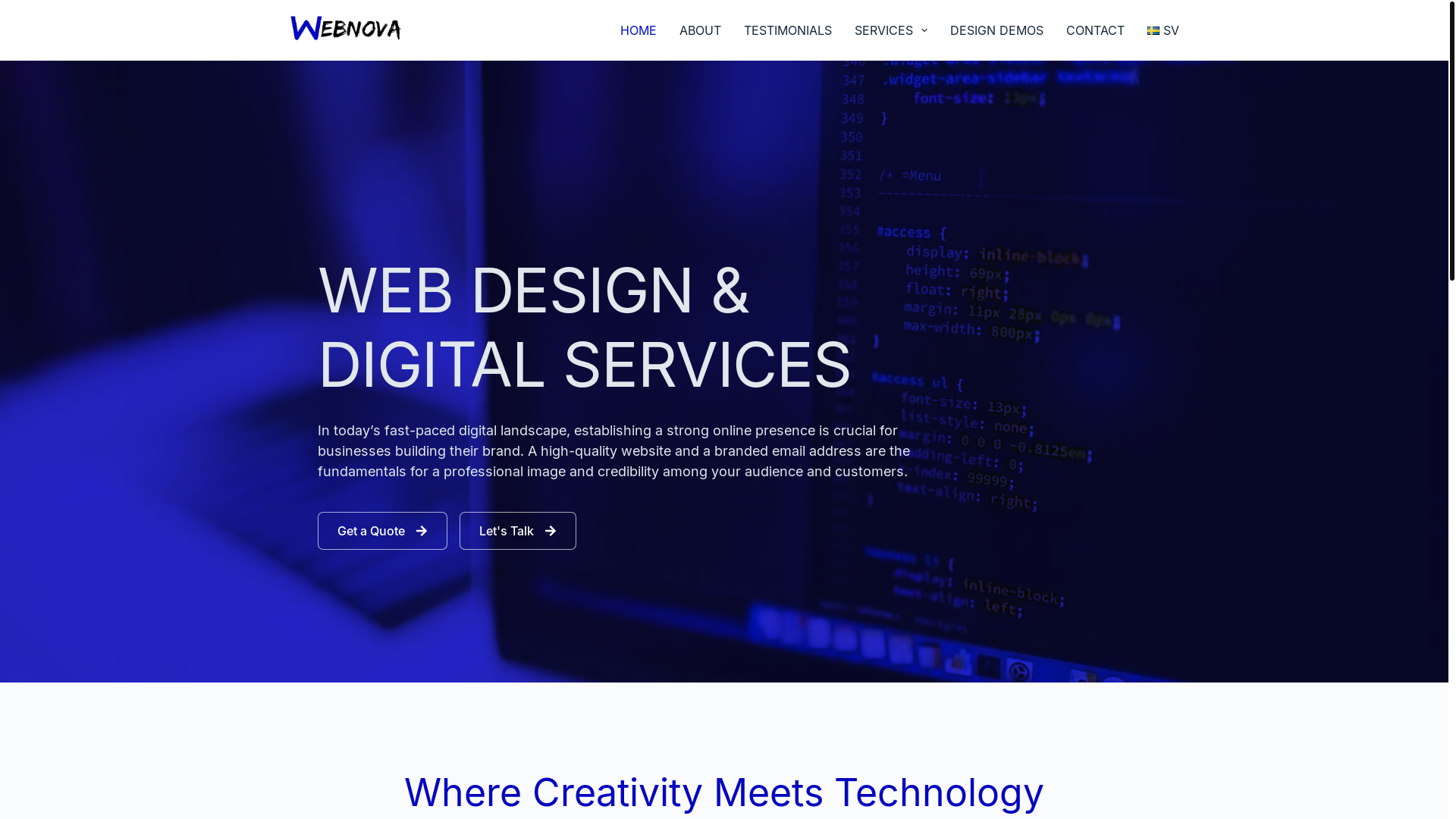 website screenshot of https://webnovamedia.se/