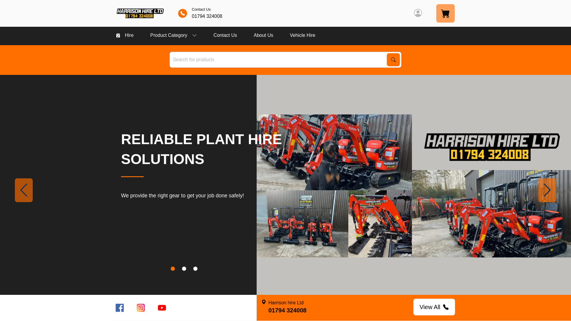 website screenshot of https://harrison-hire.co.uk/