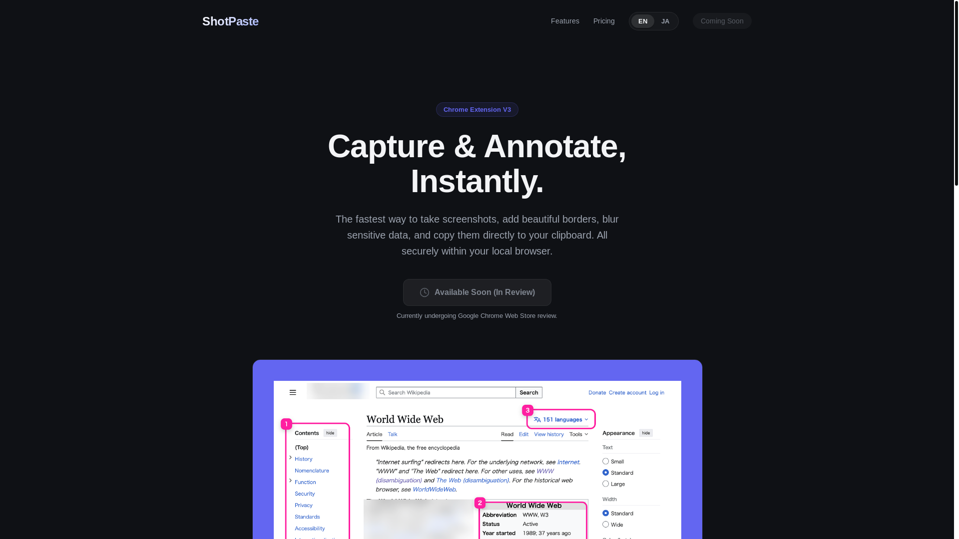 website screenshot of https://shotpaste.pages.dev/