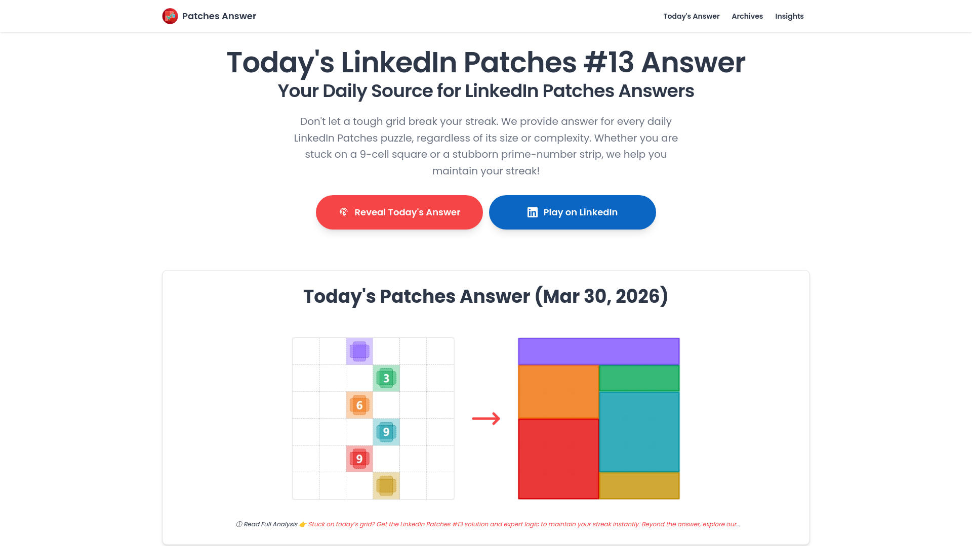 website screenshot of https://patchesanswer.com