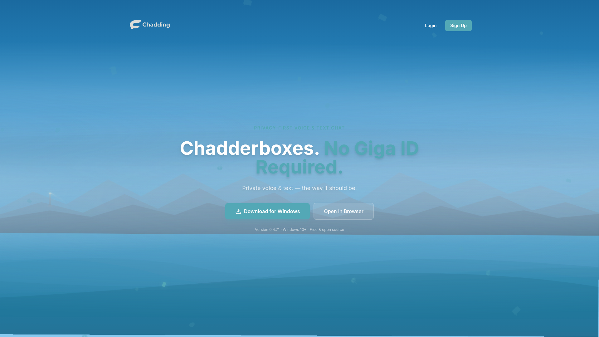 website screenshot of https://chadding.io/