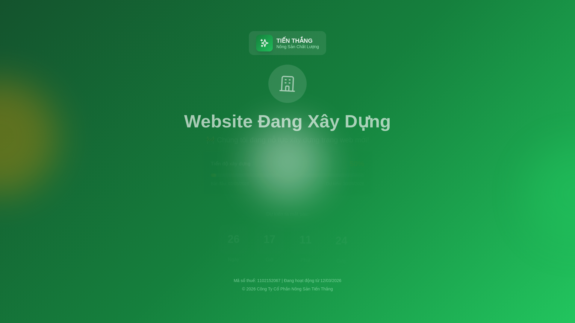 website screenshot of https://nongsantienthang.com/