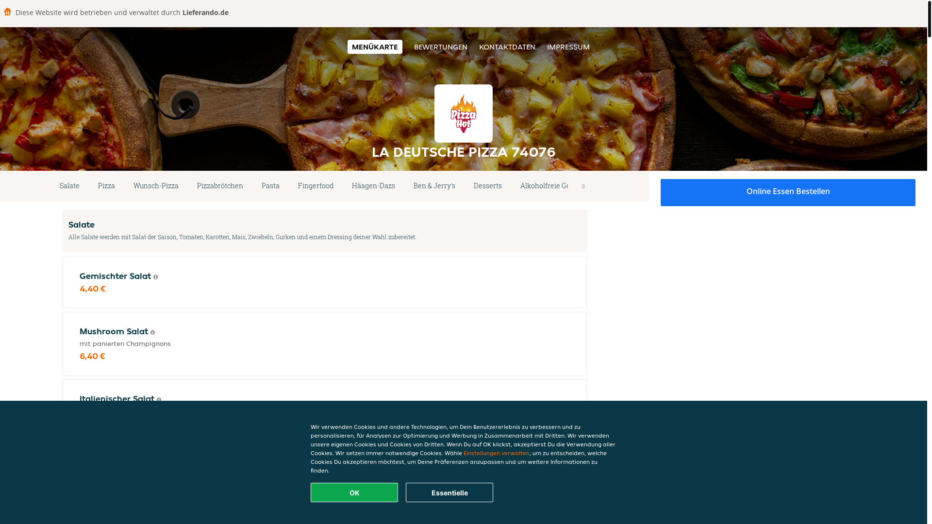 website screenshot of https://la-deutsche-pizza-heilbronn.de/